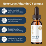 Zenith Labs Nano C Vitamin C Liquid Supplement label close-up