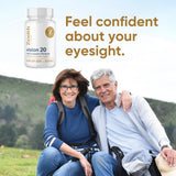 Zenith Labs Vision 20 Lutein Supplement with a glass of water