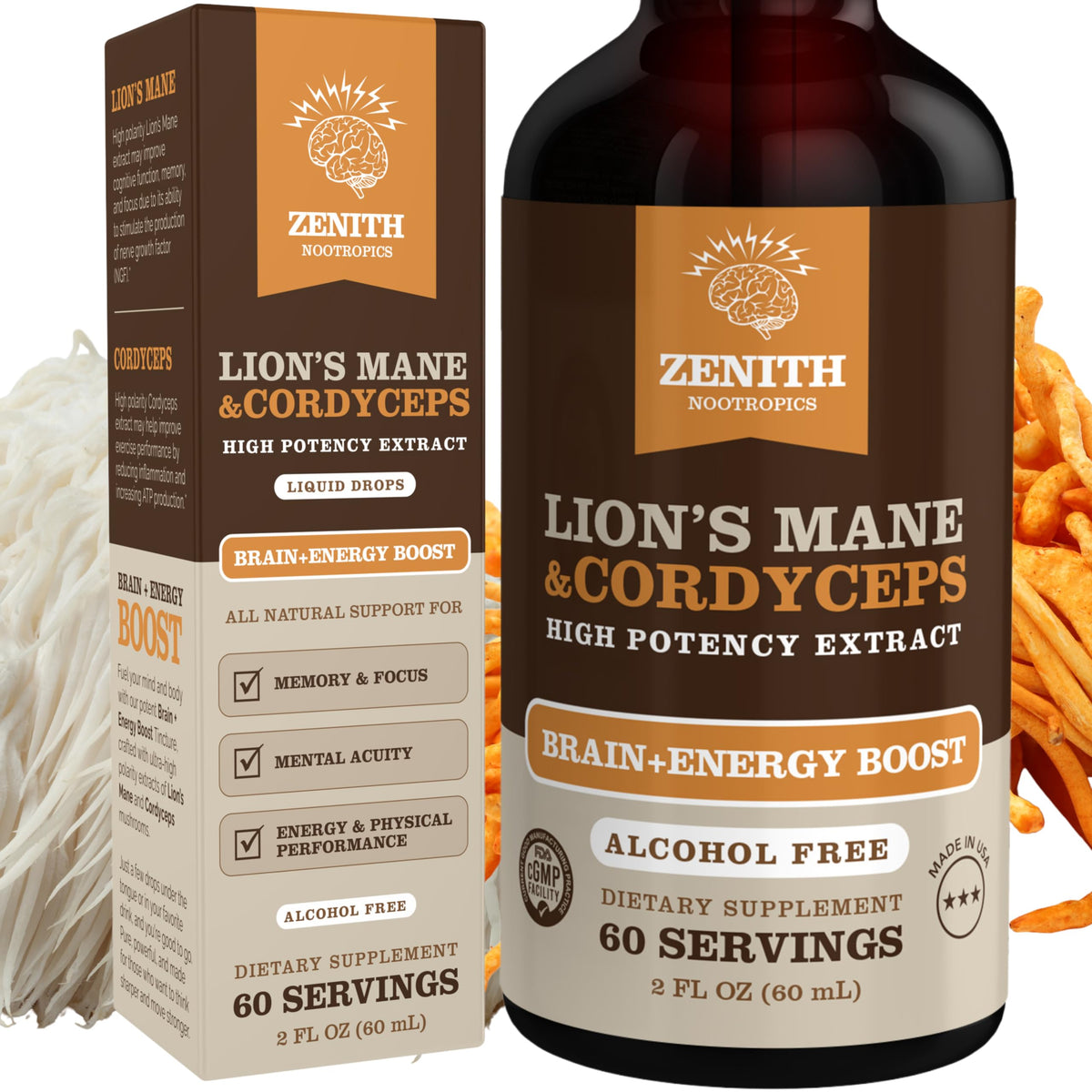 Zenith Nootropics Mushroom Supplement 57g front view
