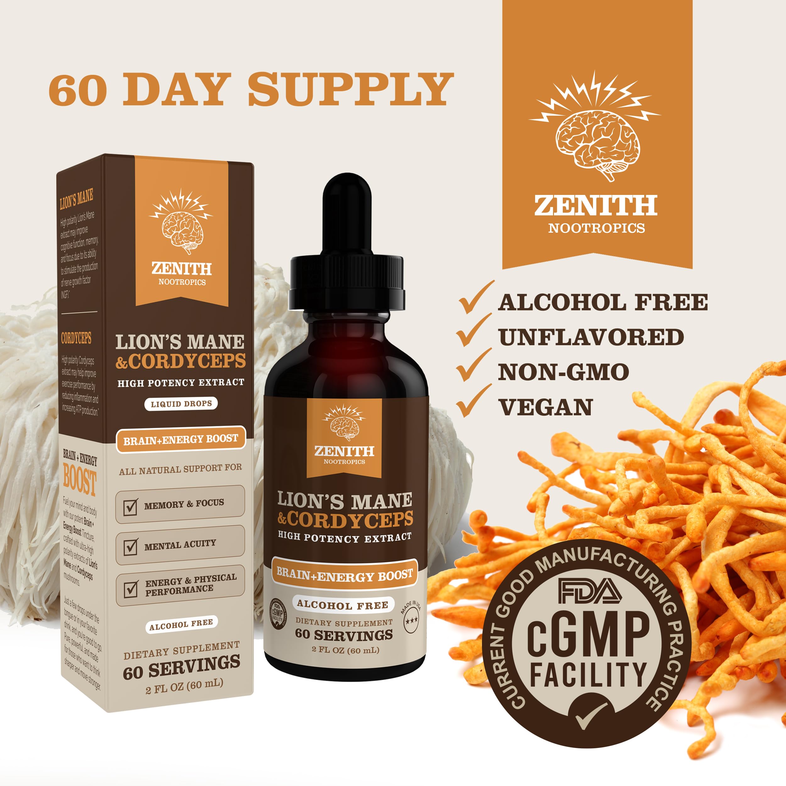 Zenith Nootropics Mushroom Supplement capsules close-up