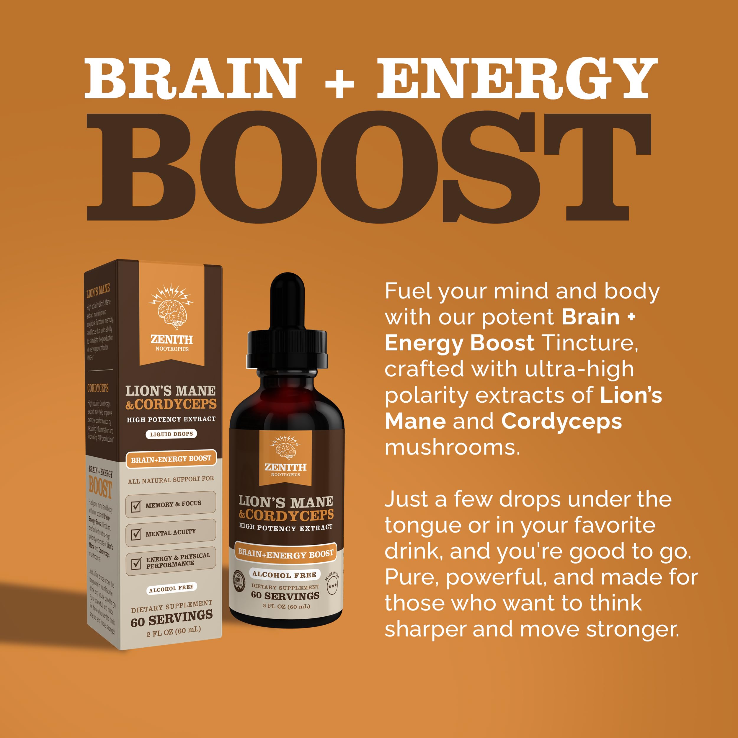 Zenith Nootropics Mushroom Supplement packaging side view