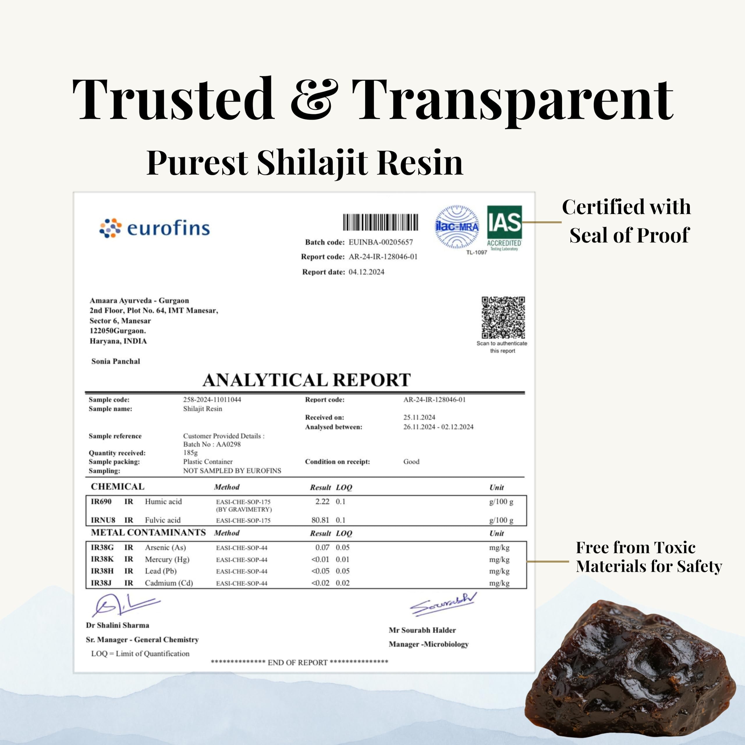 ZENITH RITUAL Shilajit Gummies displayed with fresh Moringa leaves