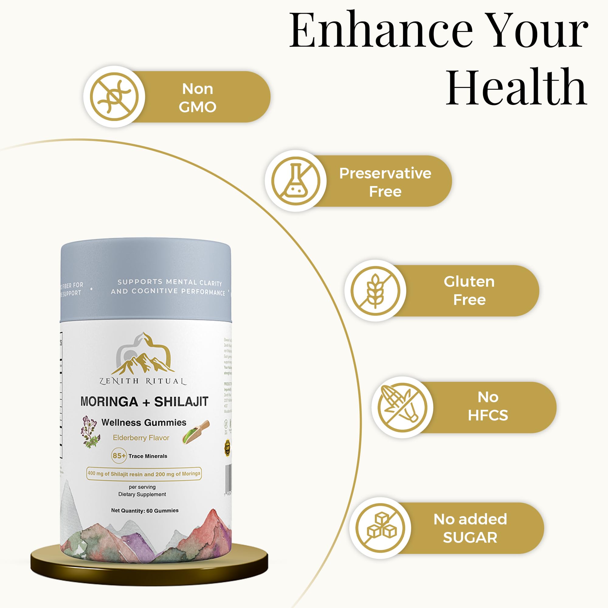 ZENITH RITUAL Shilajit Gummies with a measuring spoon