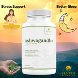 Zenith Vitality Ashwagandha capsules with measuring spoon