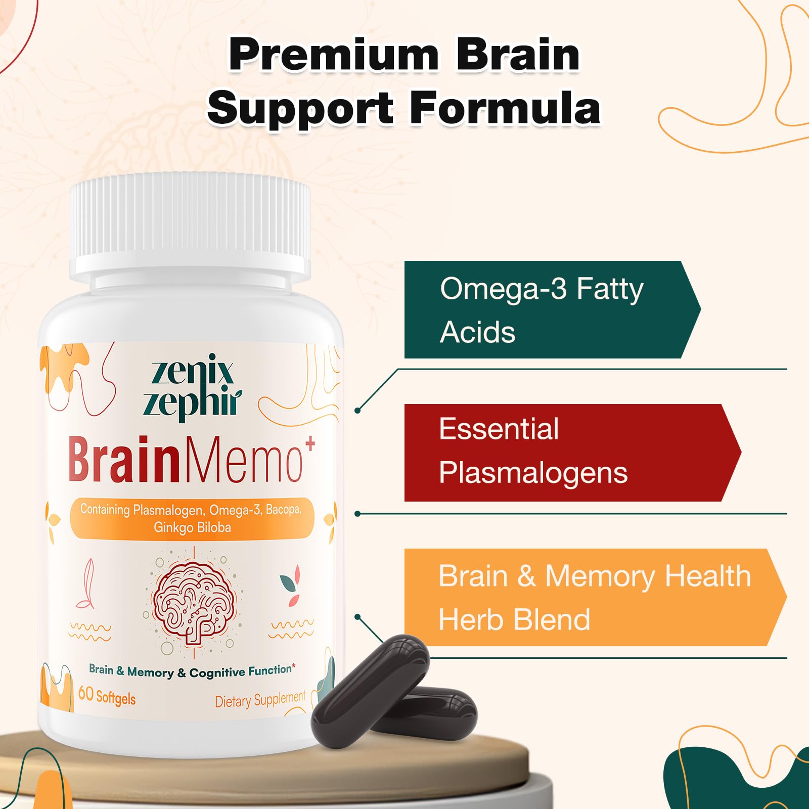 ZenixZephir BrainMemo+ Bacopa Monnieri supplement packaging