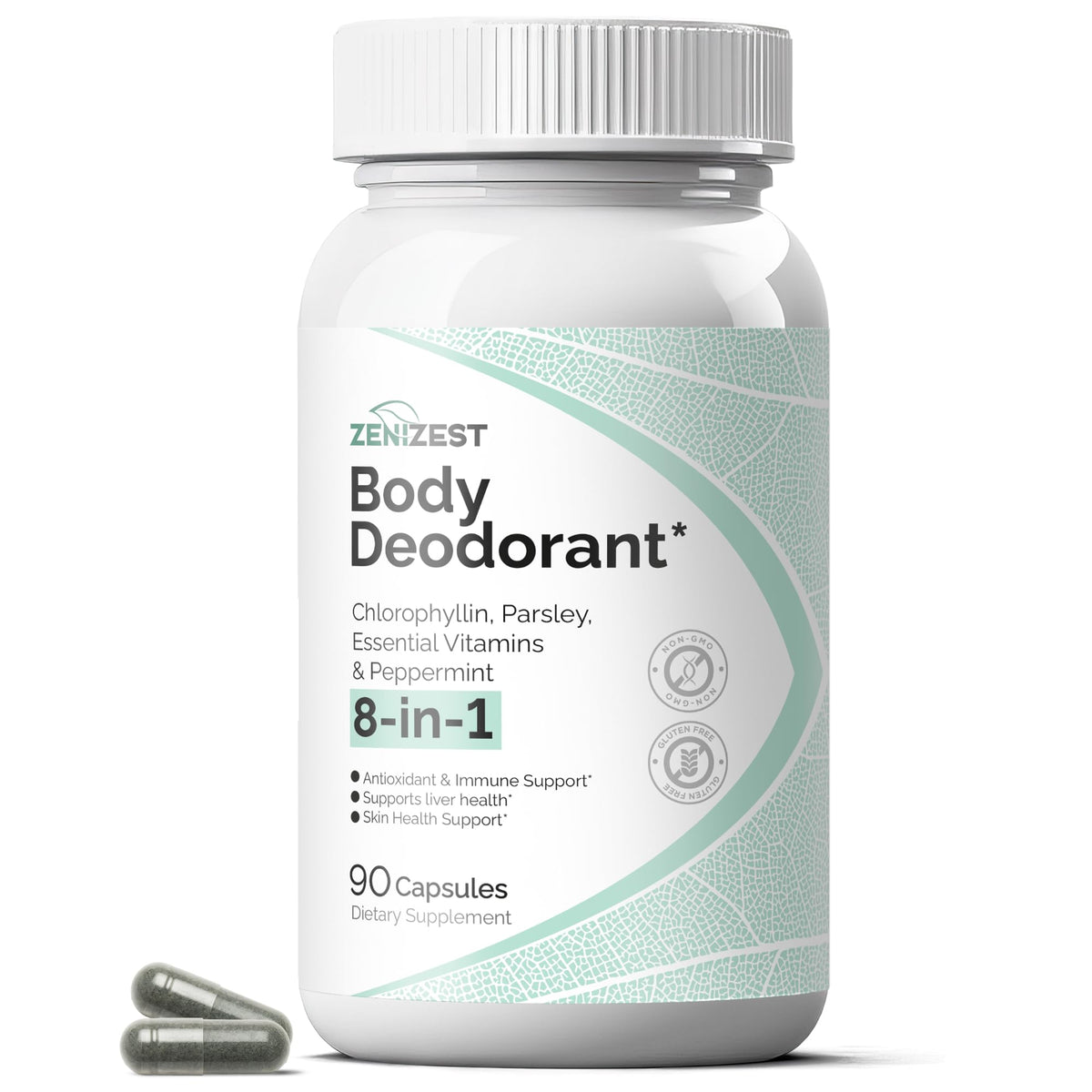 ZeniZest Body Deodorant 8-in-1 Supplement bottle front view