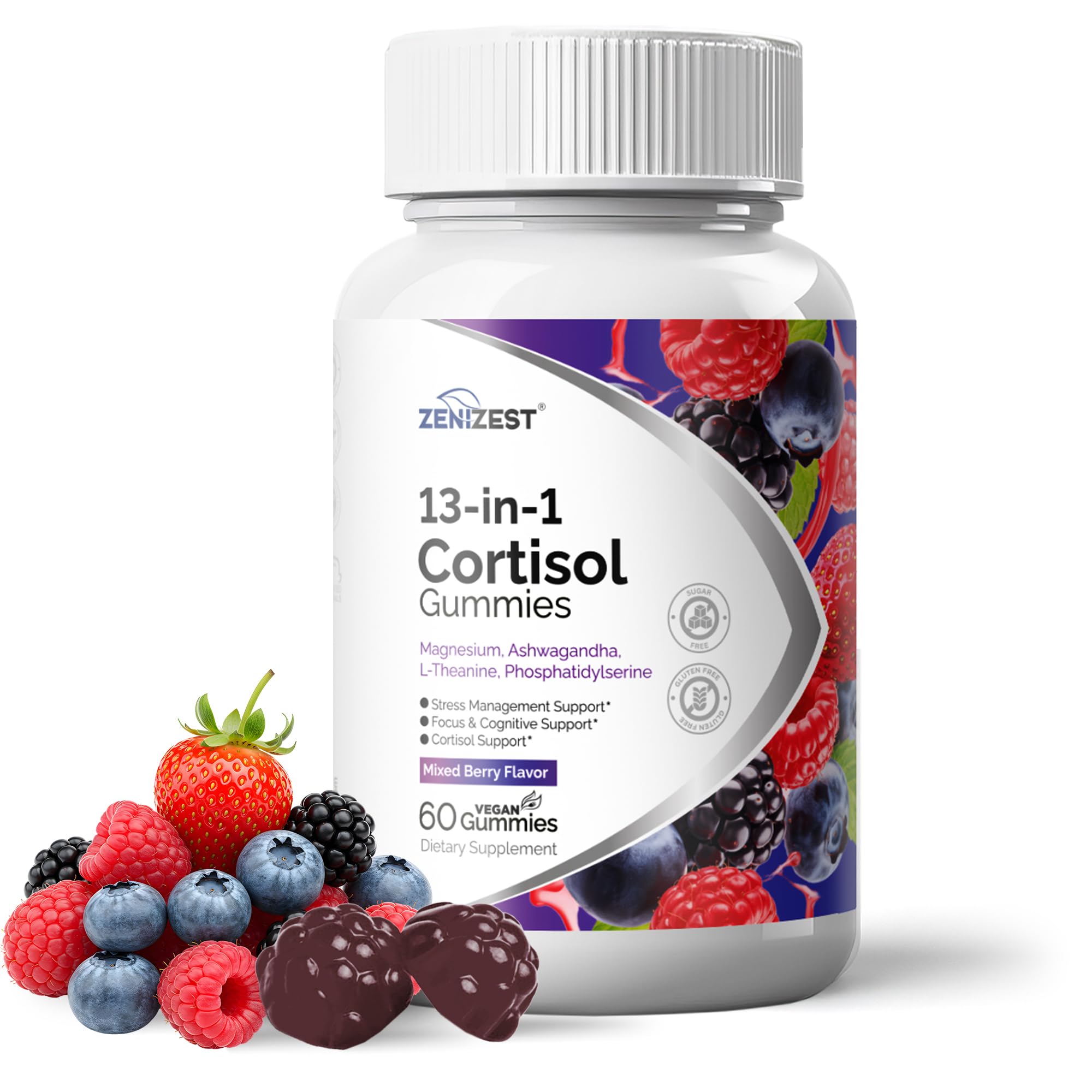 ZeniZest Cortisol Reducer Gummies 60 Count front view