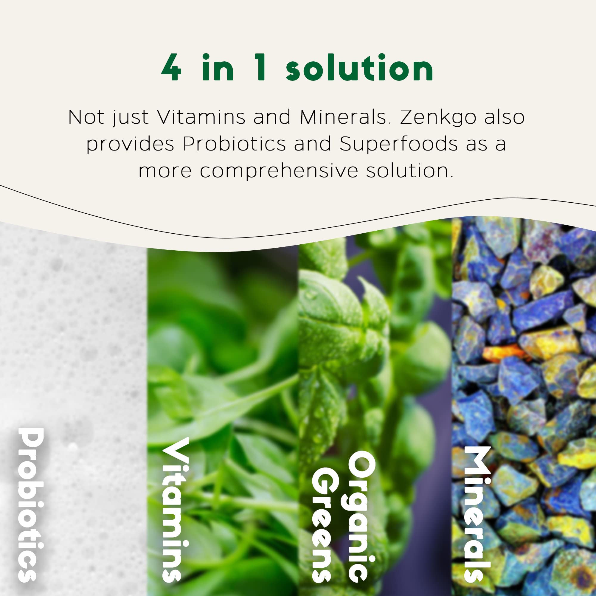 Zenkgo Multivitamin Capsules 4 in 1 Formula ingredients list