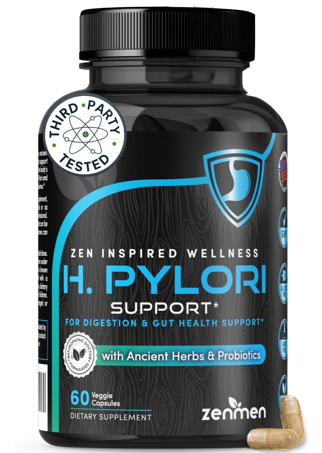Zenmen H.Pylori Support Probiotic Capsules front view