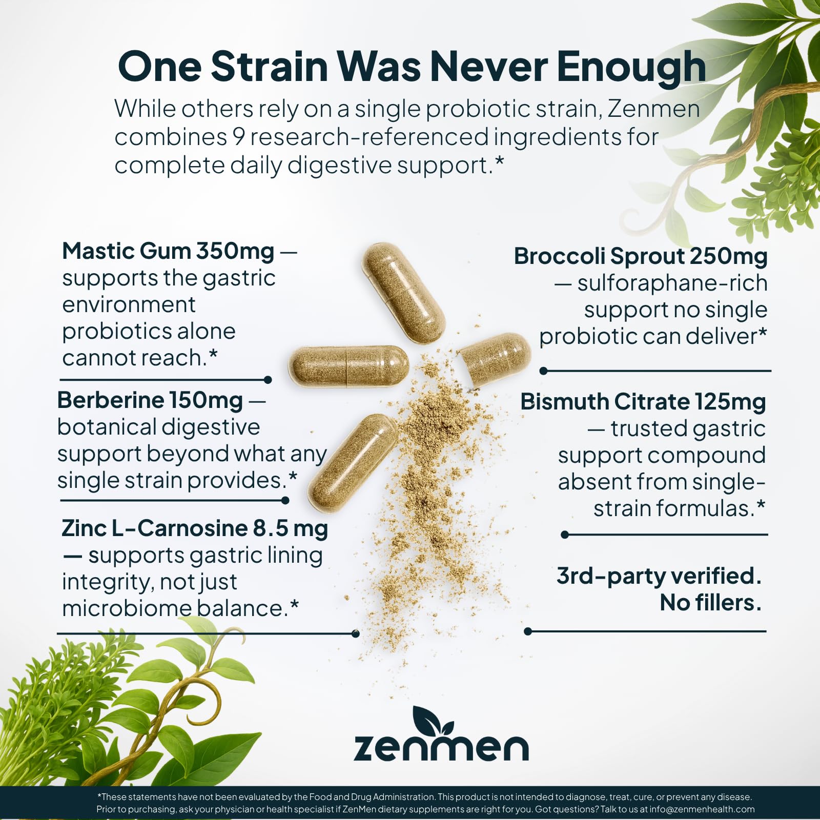 Zenmen H.Pylori Support Probiotic Capsules in hand