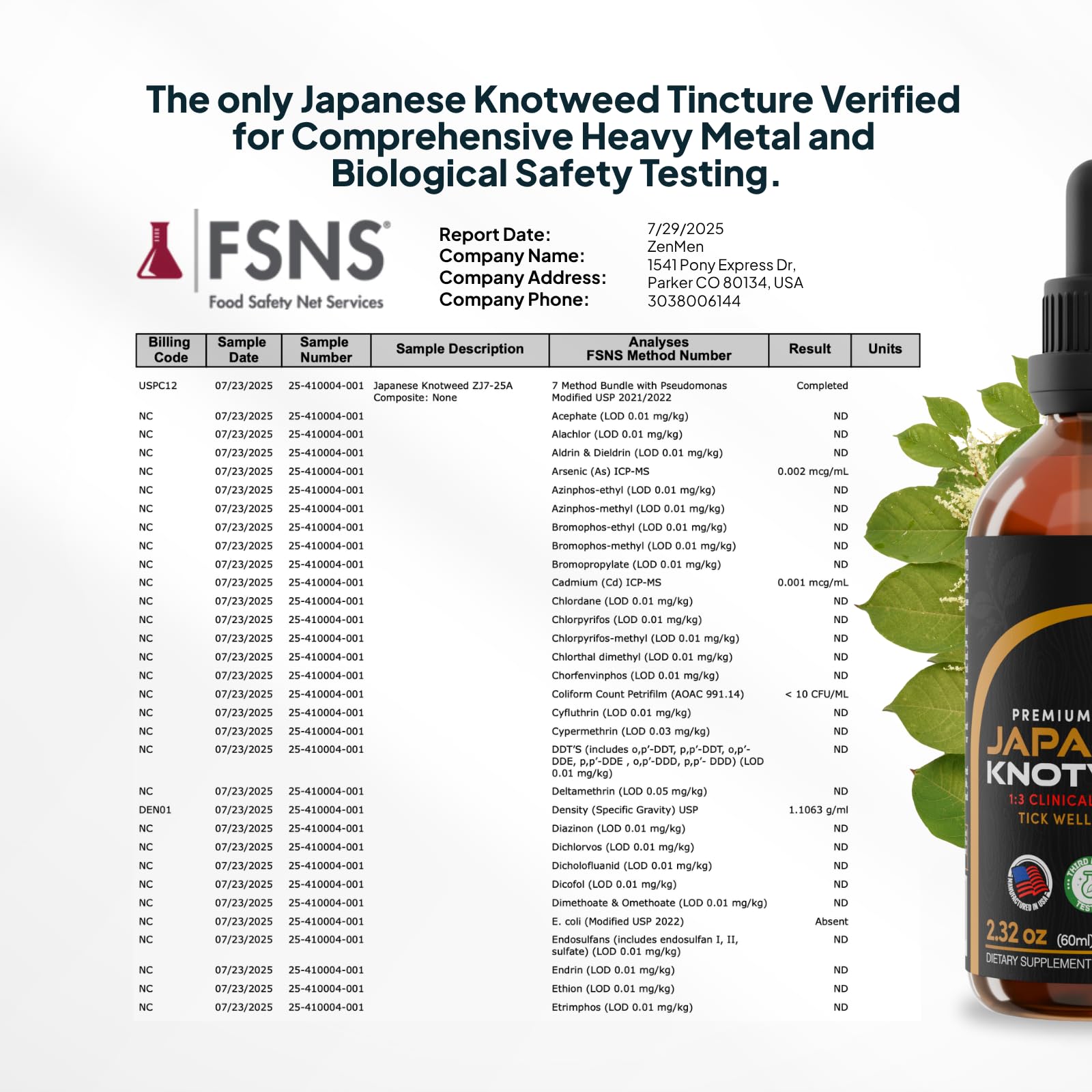 Zenmen Japanese Knotweed Tincture on a wooden table