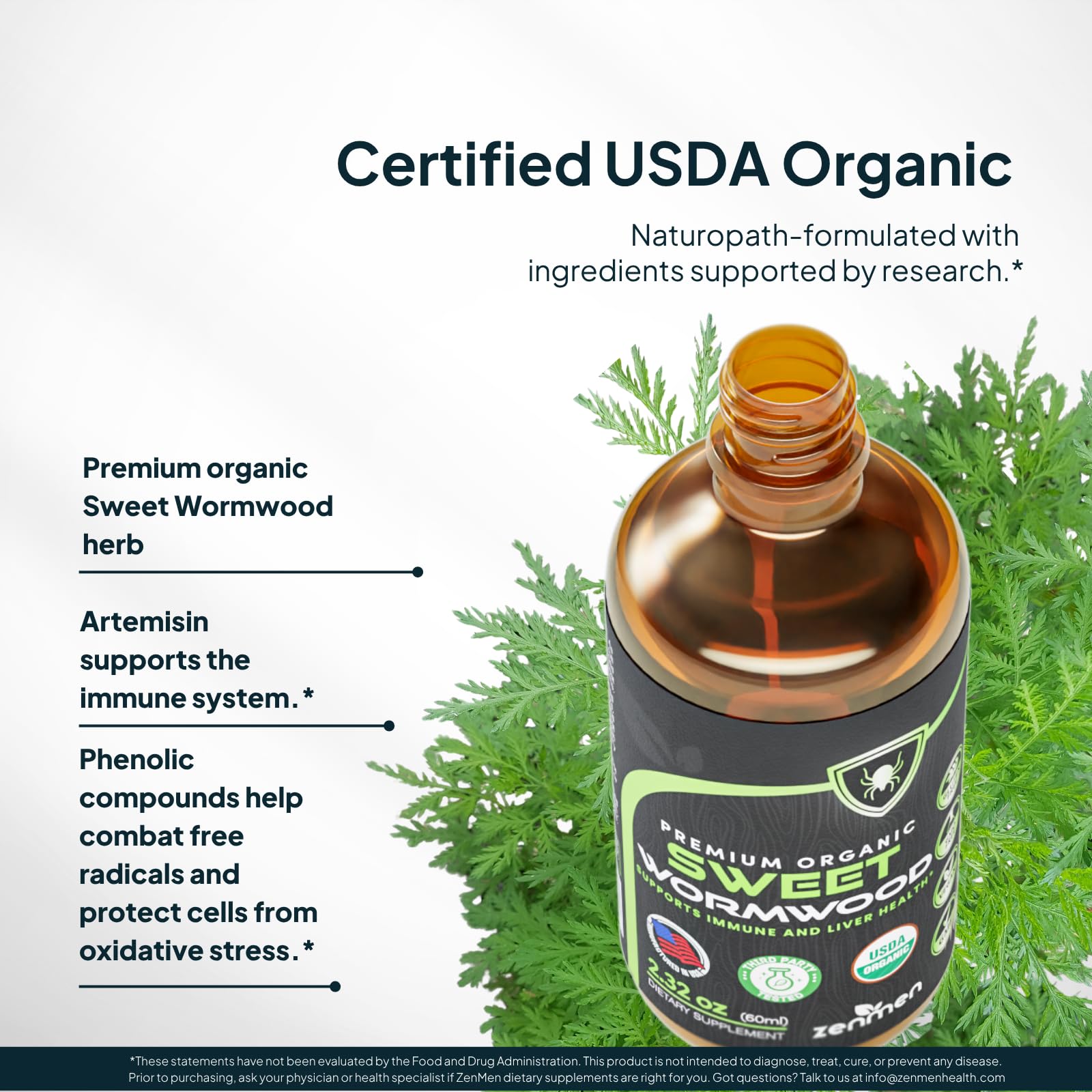 Zenmen Sweet Wormwood Liquid Extract packaging close-up