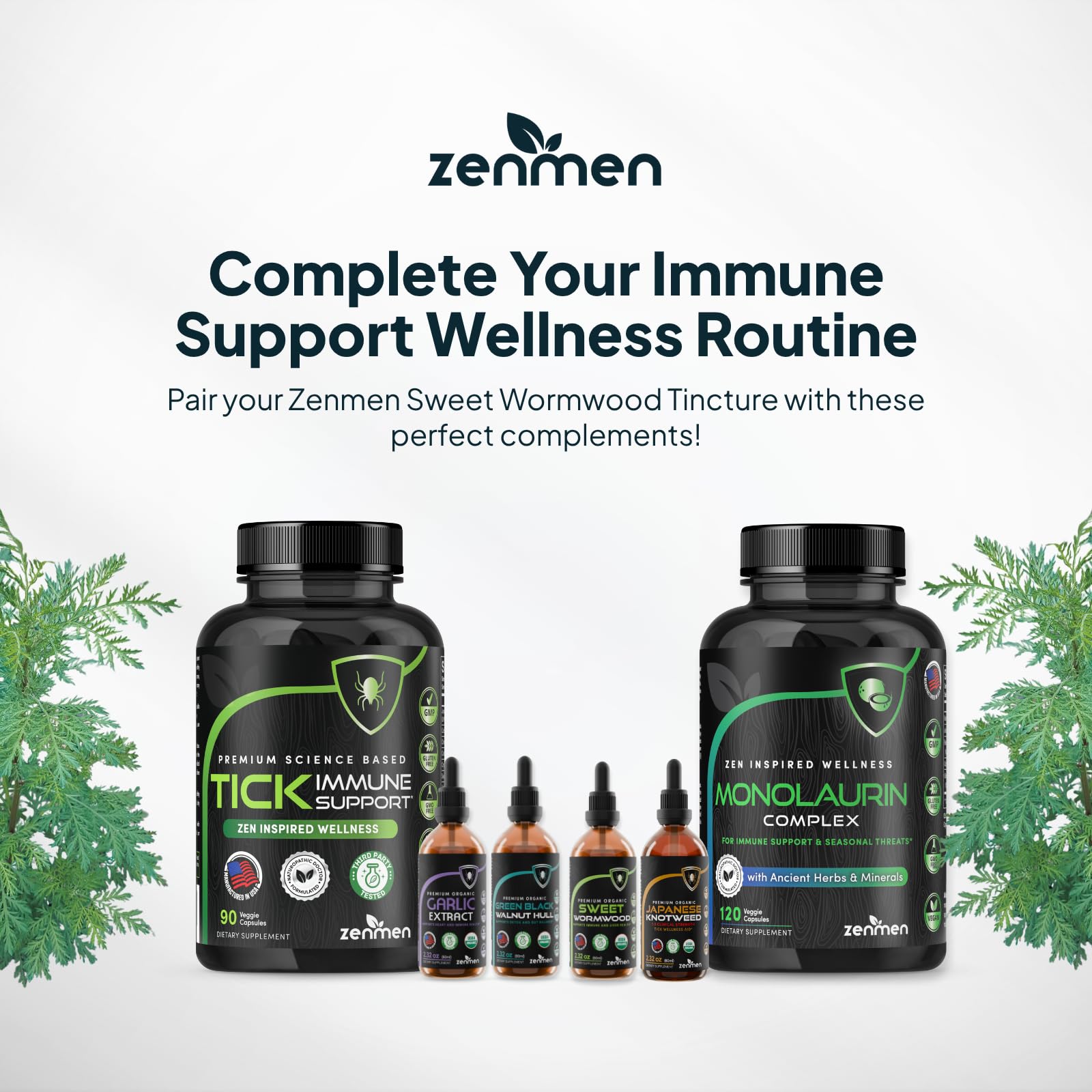 Zenmen Sweet Wormwood Liquid Extract with fresh herbs