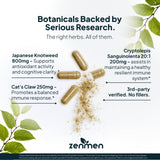 Zenmen Tick daily wellness Support Capsules on a wooden table