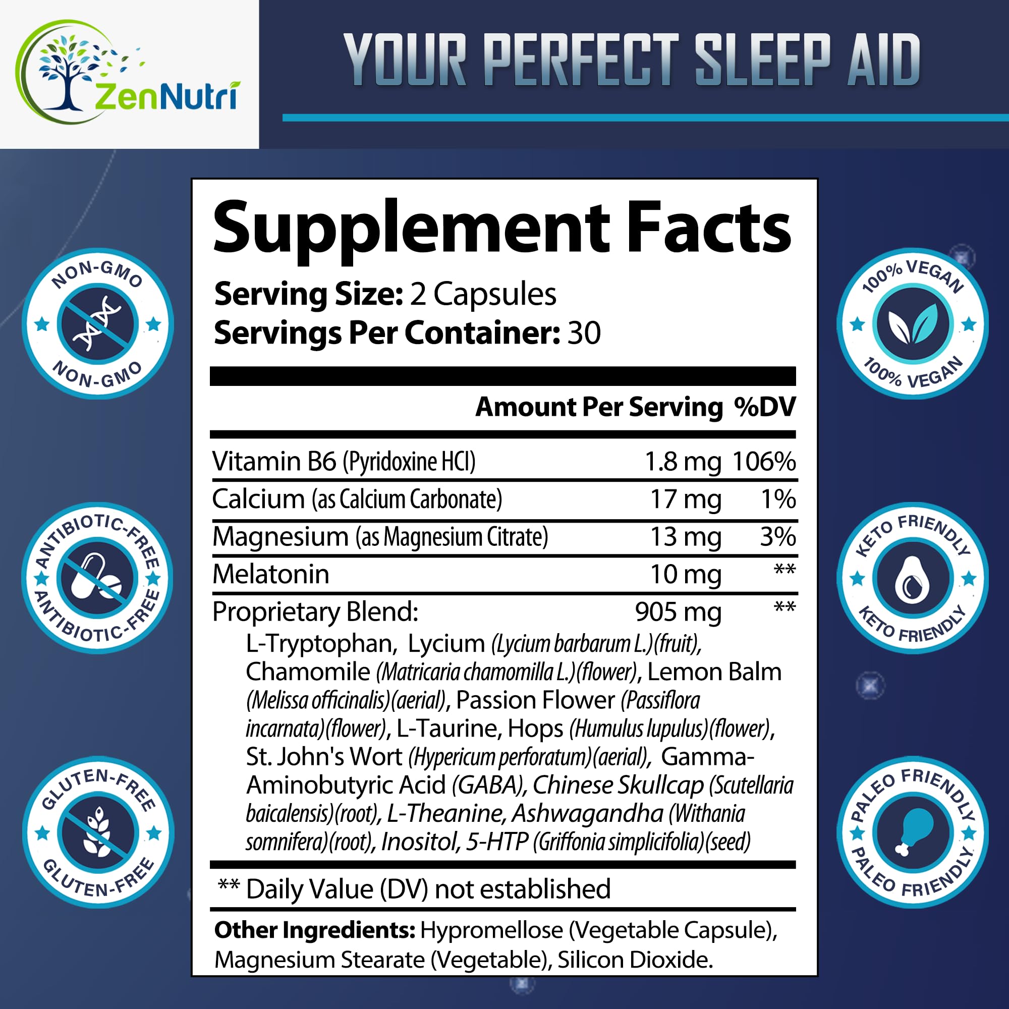 ZenNutri Sleep Supplement bottle with capsules