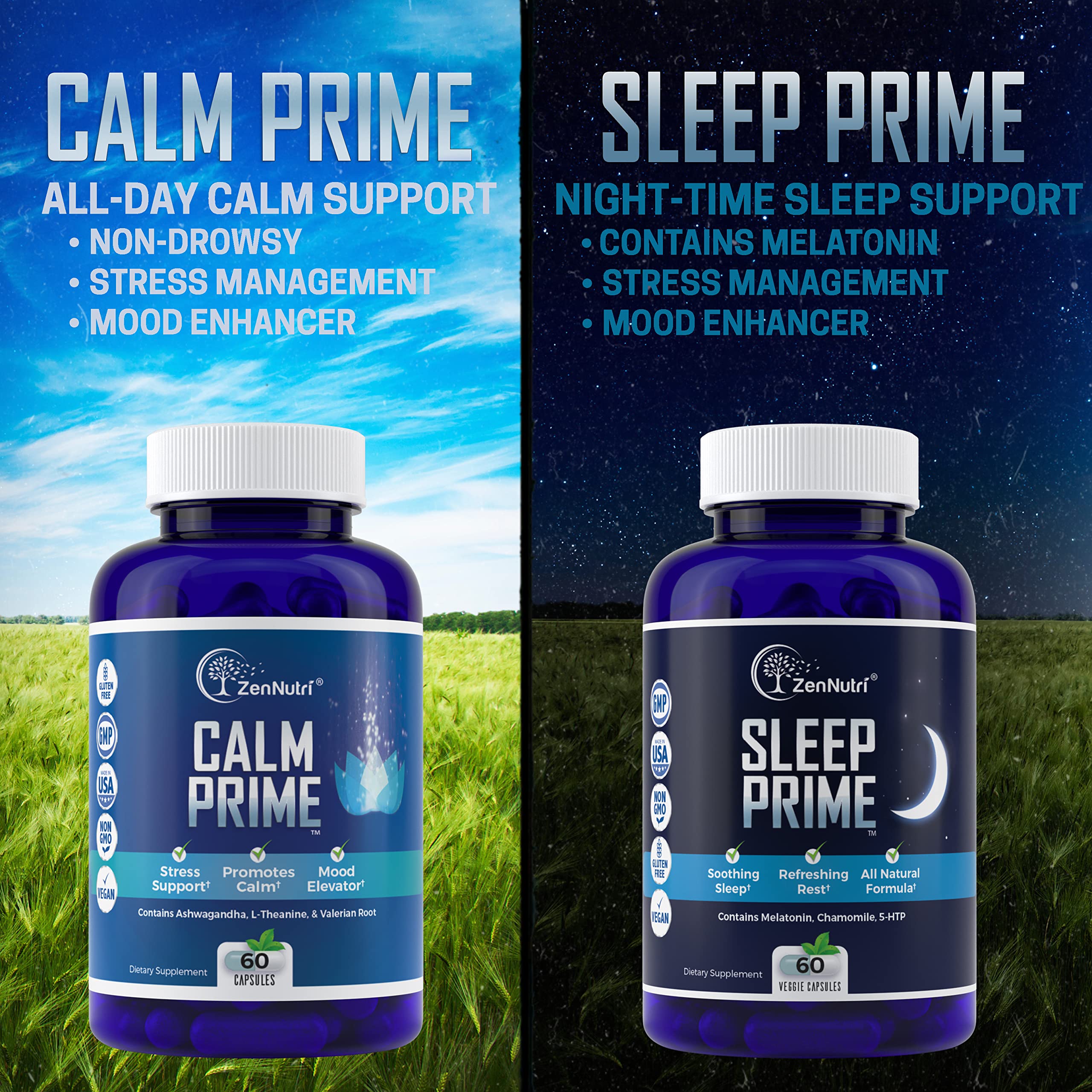 ZenNutri Sleep Supplement with a measuring spoon