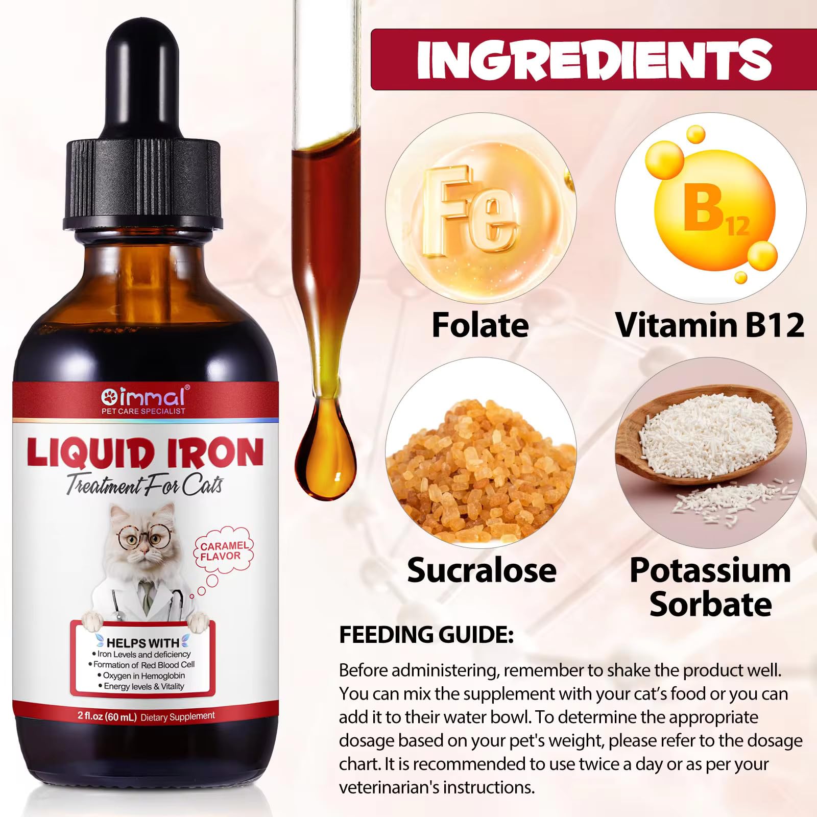 Zenpaws Liquid Iron Supplement for Cats with food mixing example