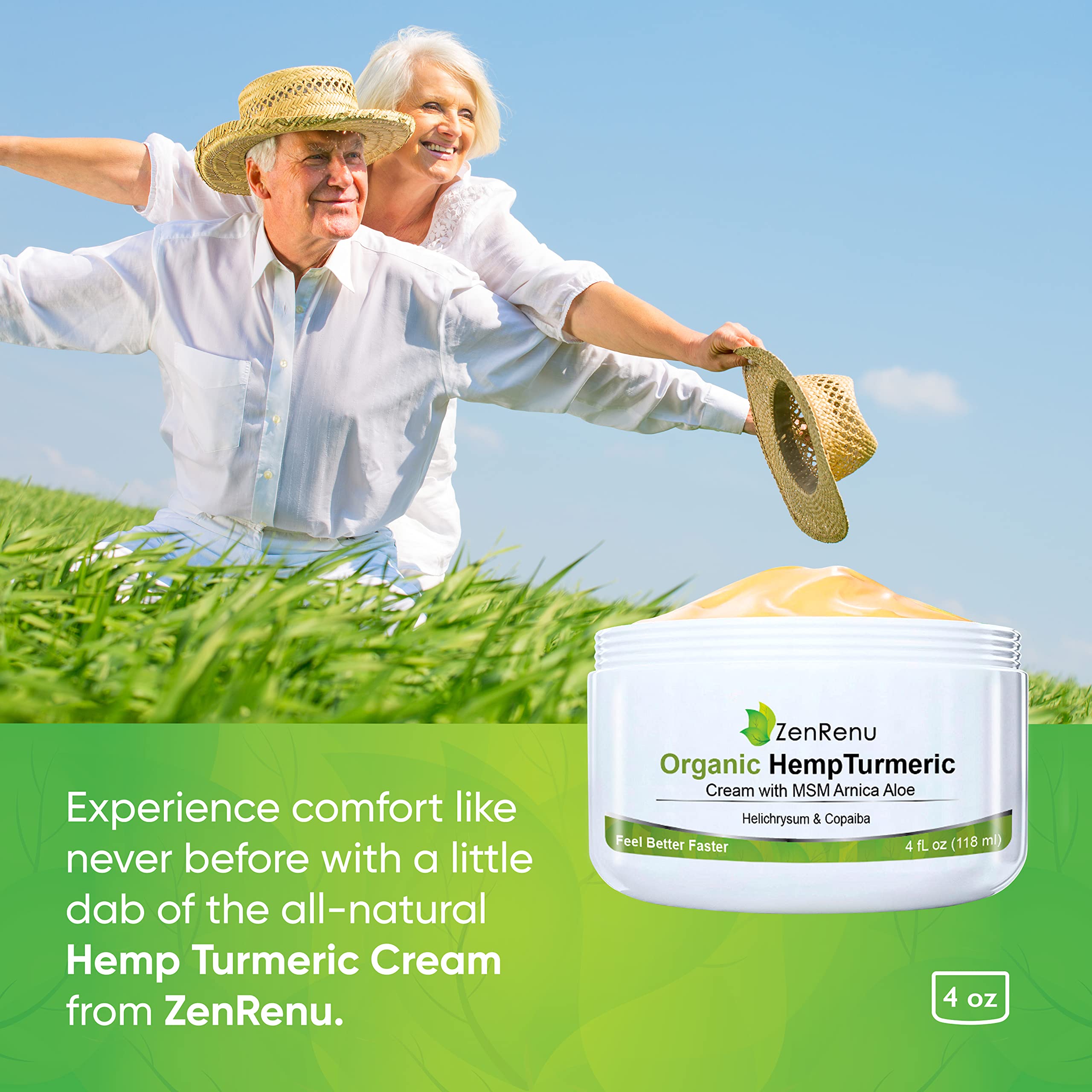 Zenrenu Turmeric and Hemp Cream 200g packaging