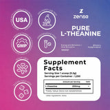 ZENSE Pure L-Theanine Powder 250g back view with nutritional information