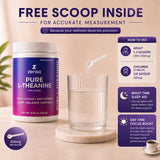 ZENSE Pure L-Theanine Powder container on a kitchen counter