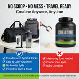 ZentaCore Creatine Monohydrate stick pack next to a glass of water