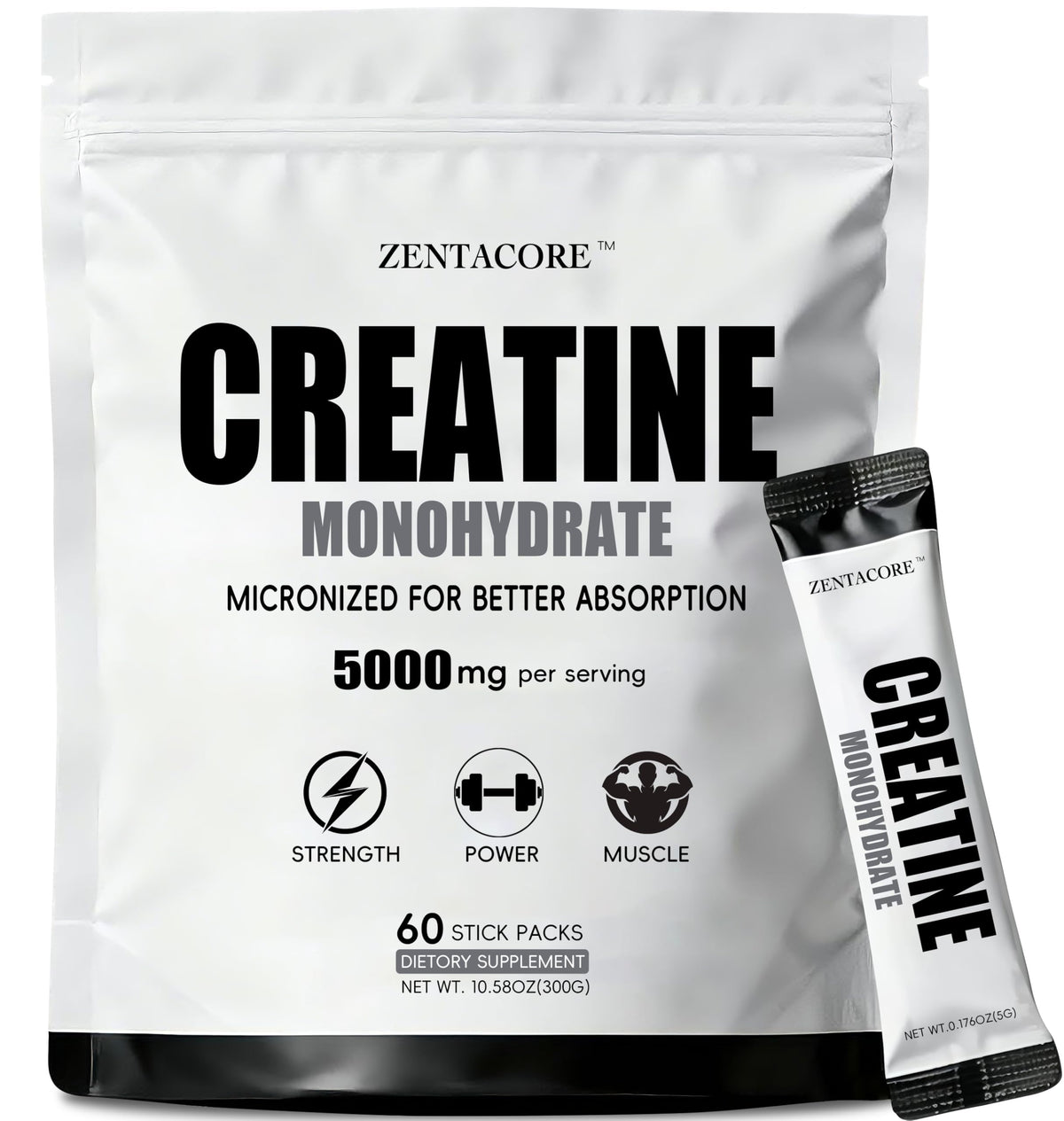 ZentaCore Creatine Monohydrate stick packs front view
