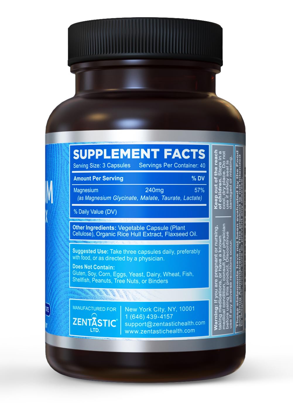 Zentastic Magnesium Complex 240mg vegetarian capsules close-up
