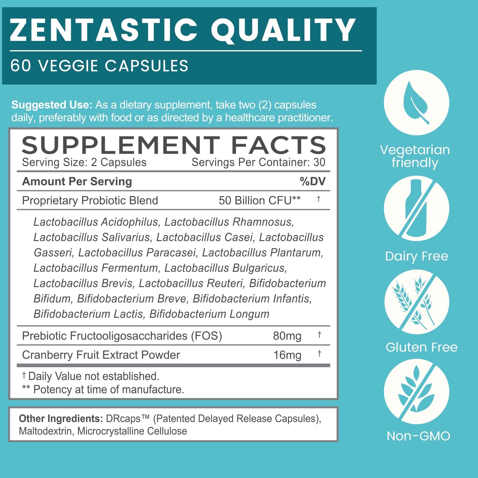 Zentastic Probiotic Supplement capsule close-up