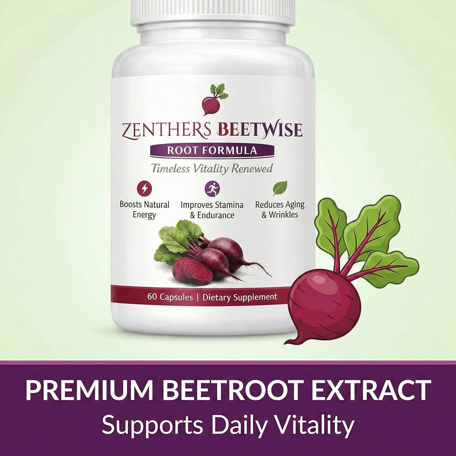 Zenthers Beetwise Beetroot Supplement 60 Capsules packaging