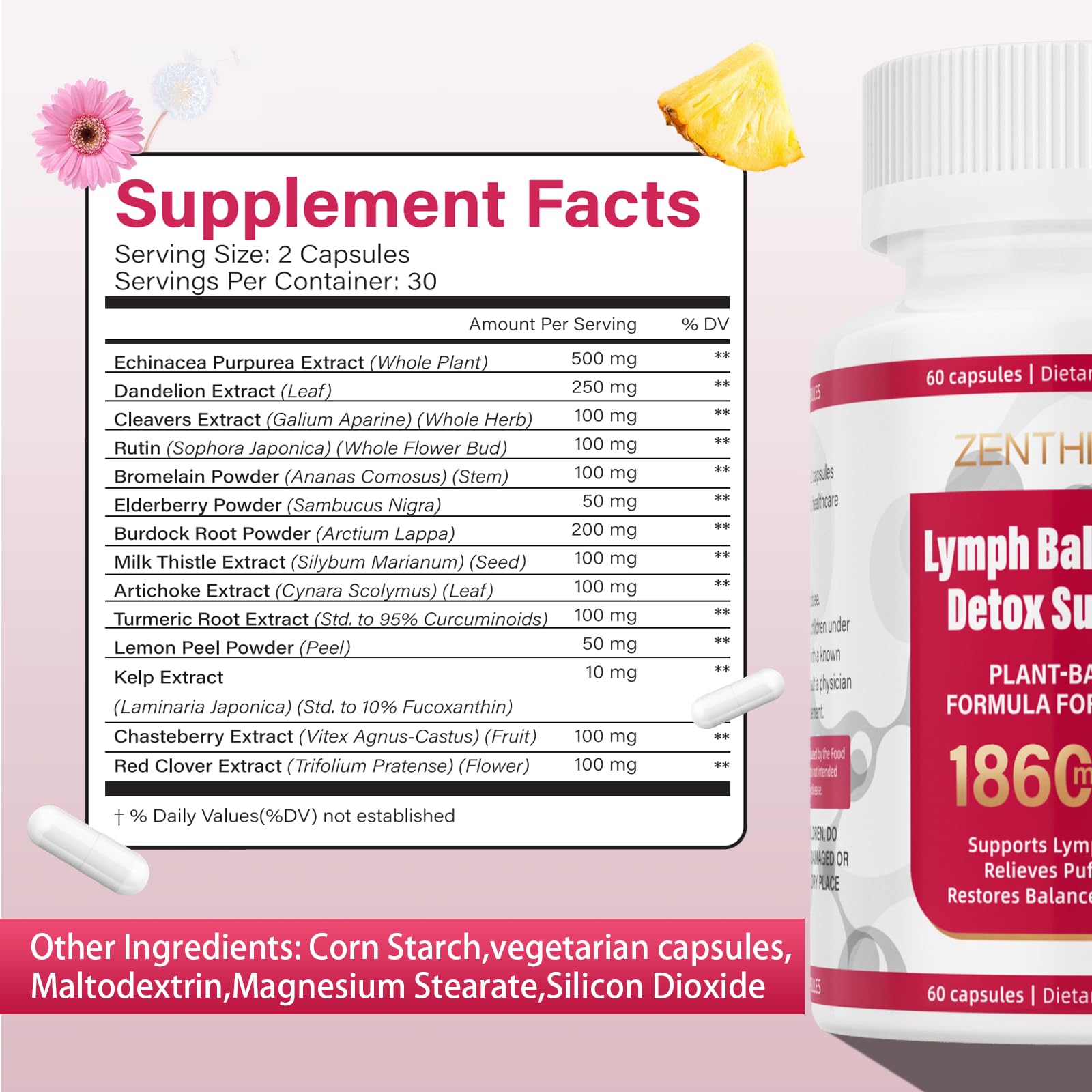 Zenthixion Lymphatic Support Supplement 91g capsules