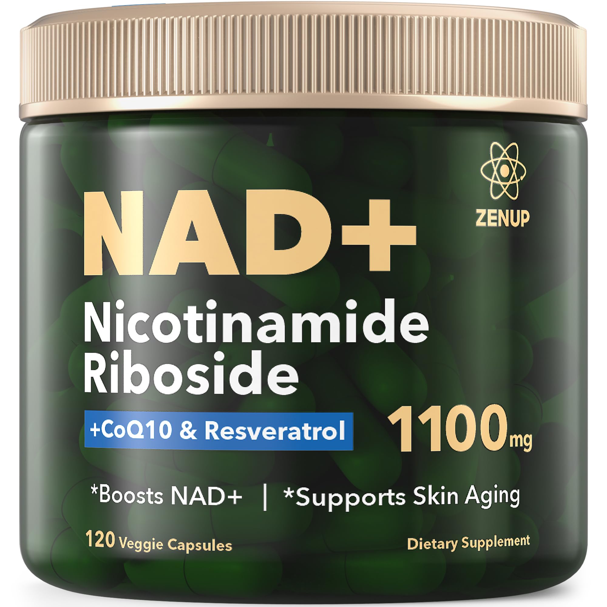 ZenUP NAD+ 1100MG Resveratrol 120 capsules front view