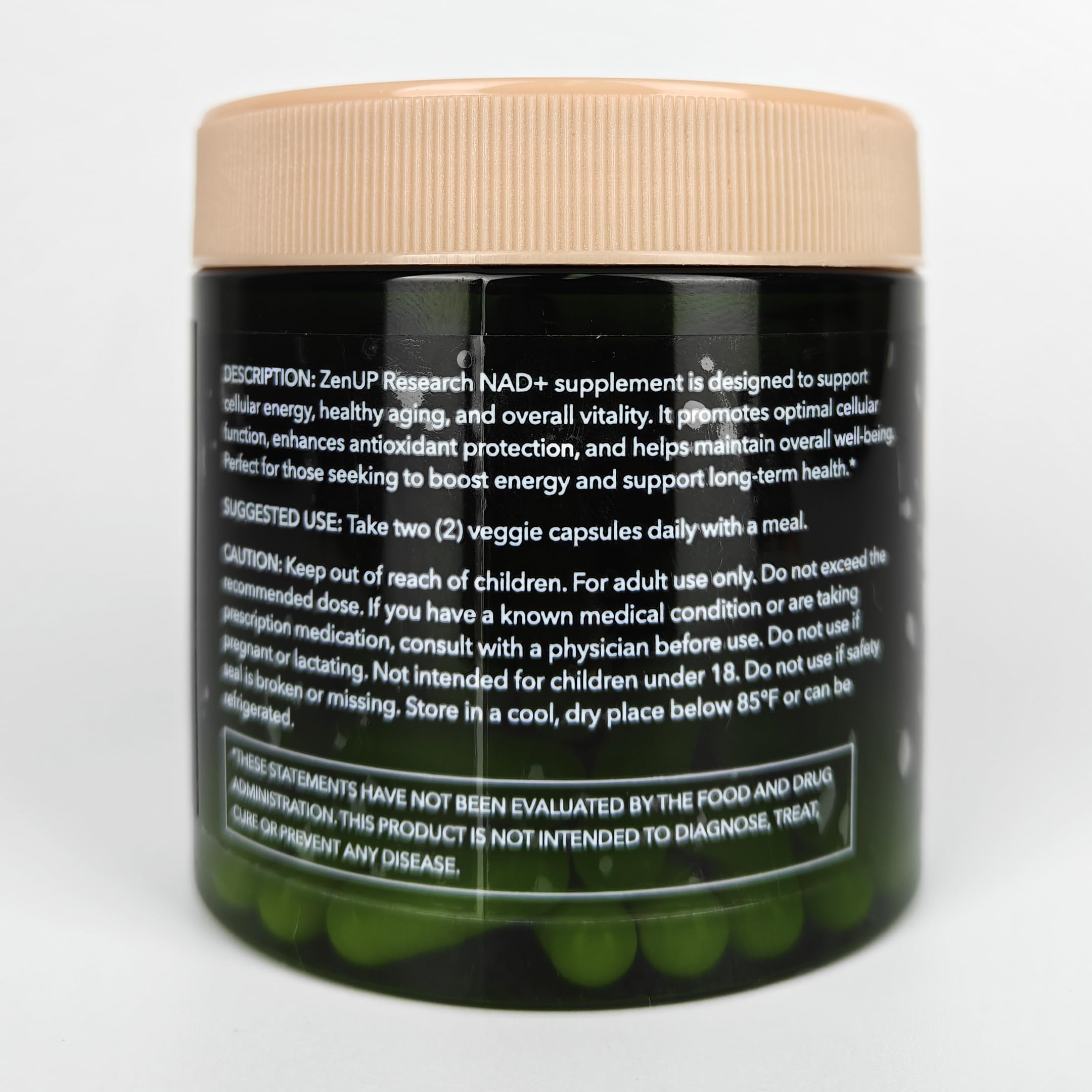 ZenUP NAD+ 1100MG Resveratrol capsules close-up