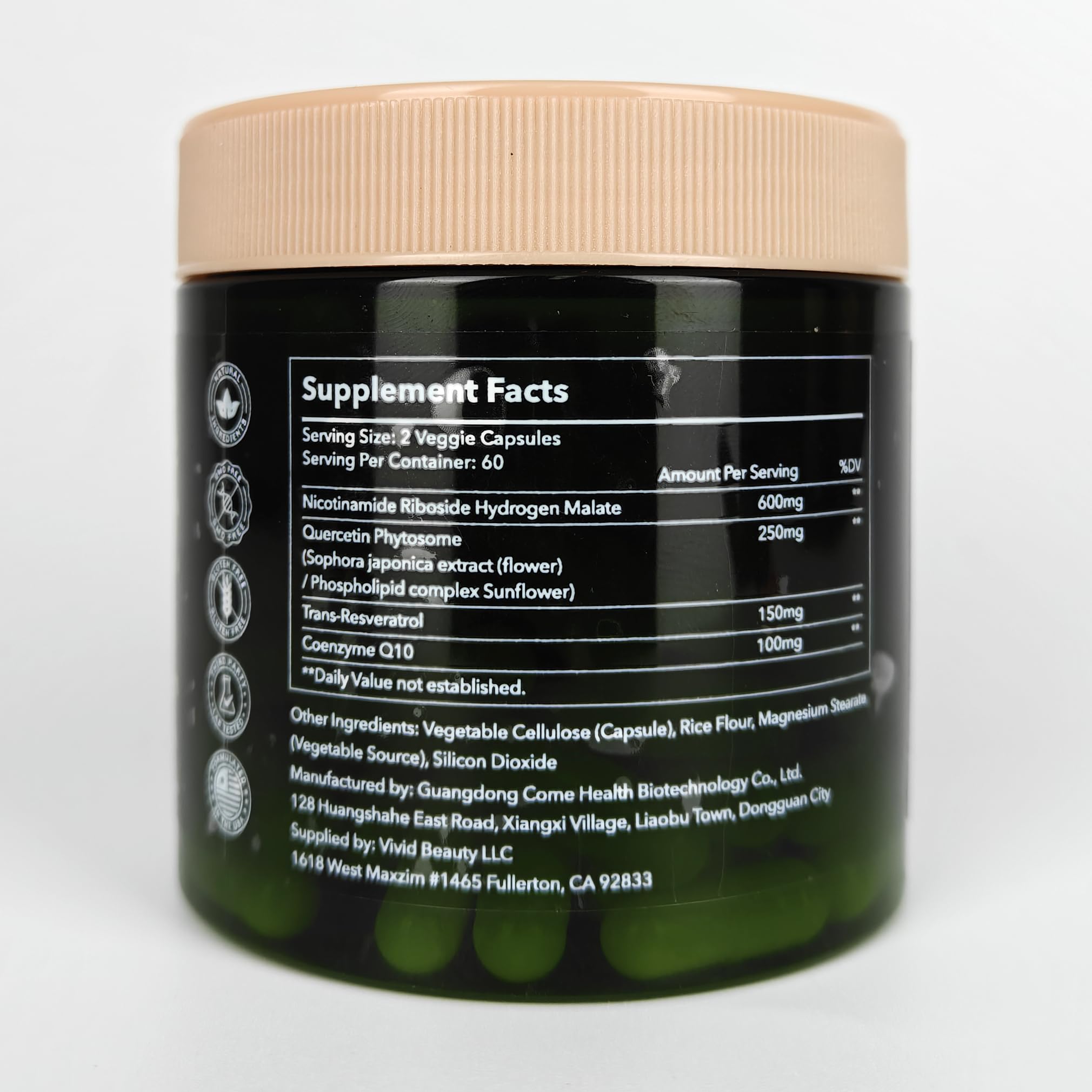 ZenUP NAD+ 1100MG Resveratrol capsules on a wooden surface