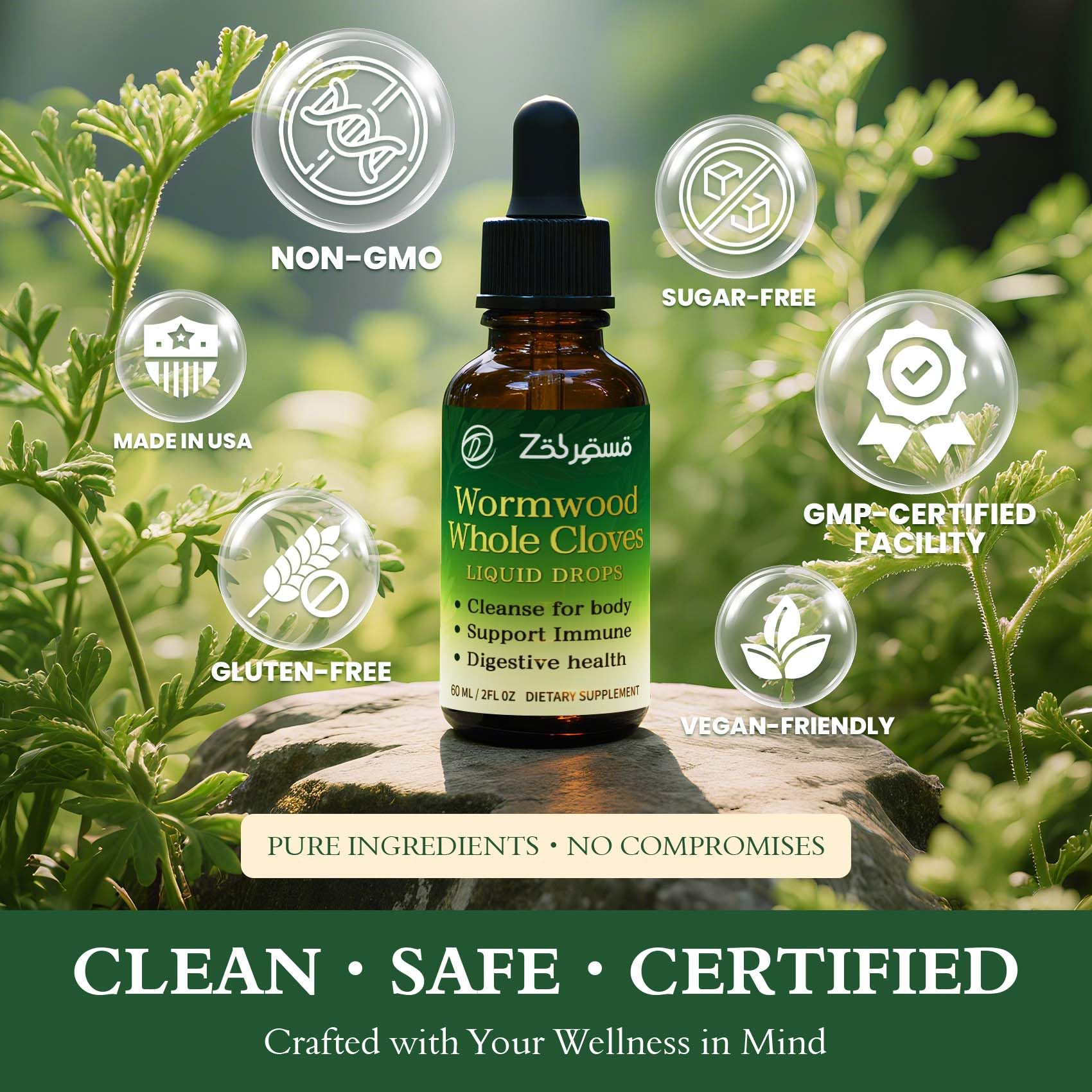 ZENVIVIAN Herbal Supplement Liquid Drops 60ml with fresh herbs