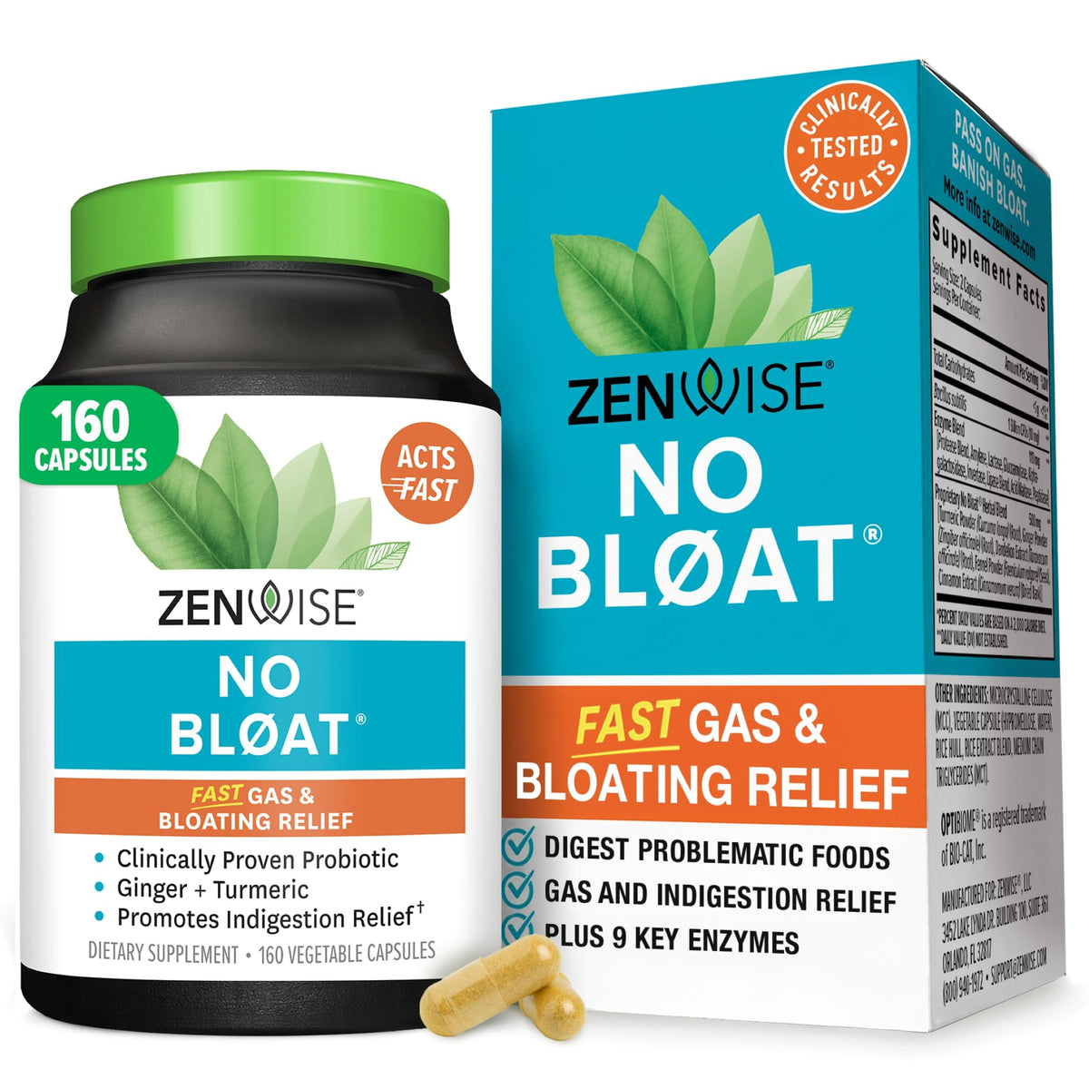 Zenwise Health No Lactase Supplement 160 Capsules front view