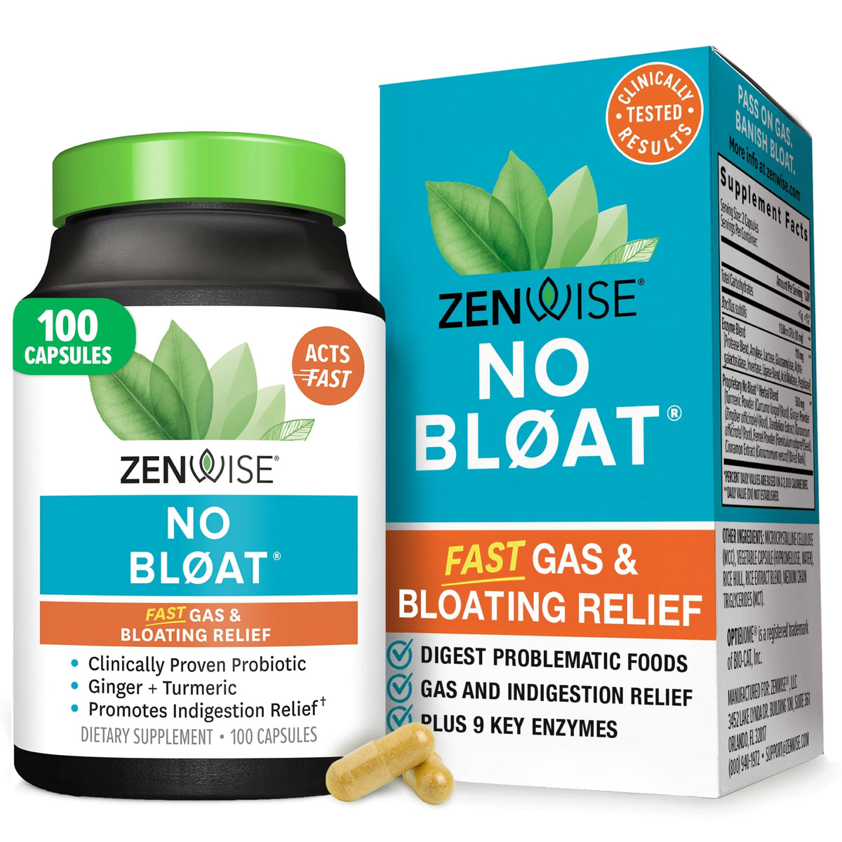 Zenwise Health No supplement front view with 100 vegetarian capsules