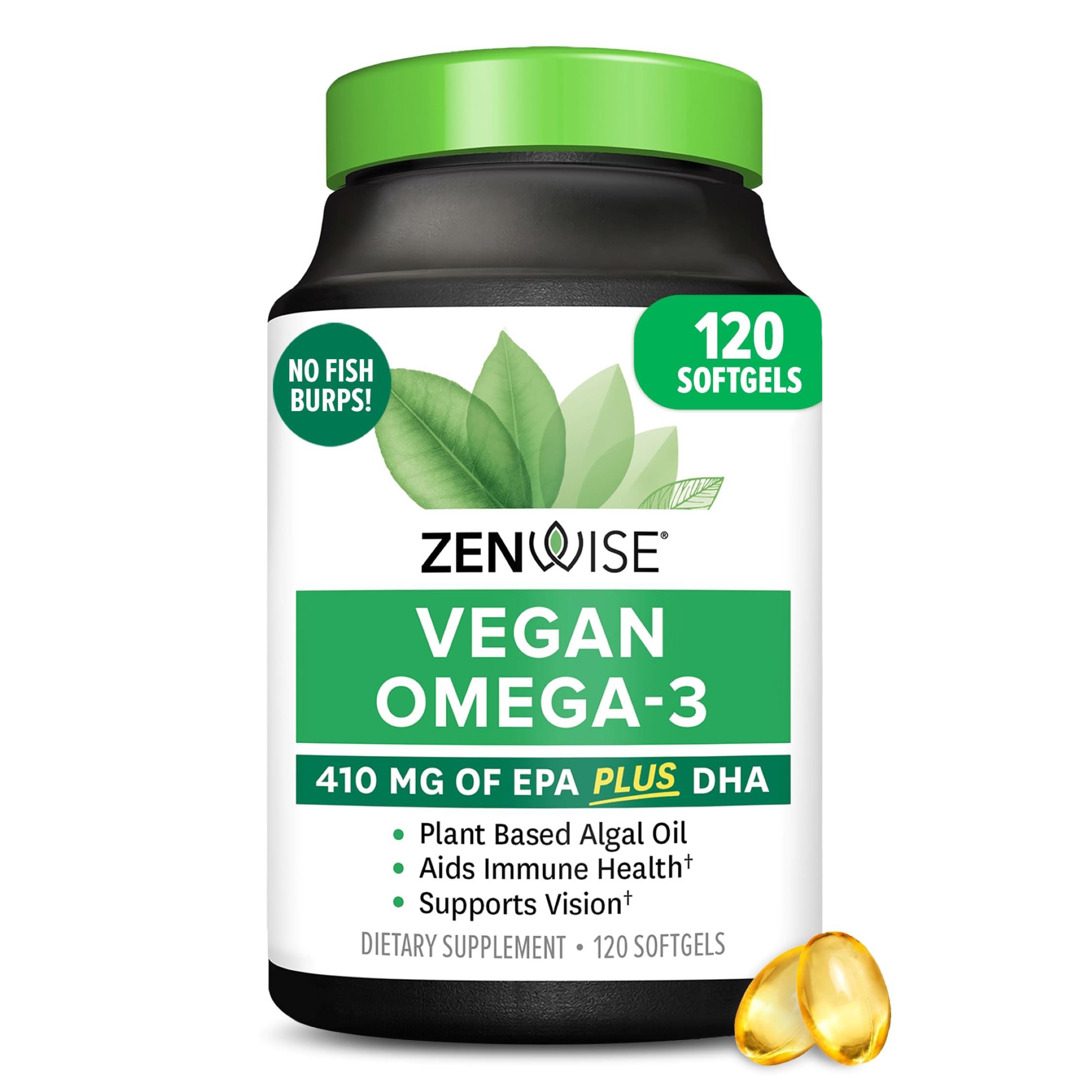 Zenwise Health Vegan Omega 3-6-9 Supplement 525mg front view