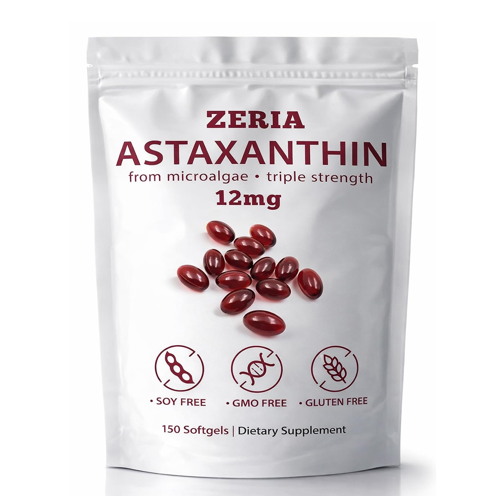 ZERIA Astaxanthin Softgels front view with packaging