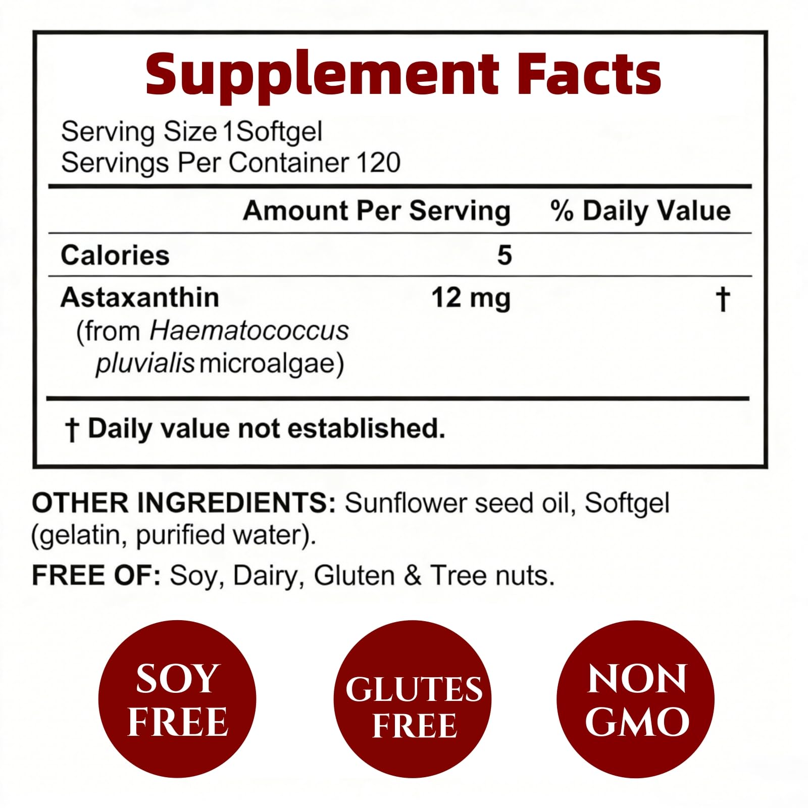Zeria Organics Astaxanthin 12mg softgels in hand