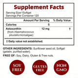 Zeria Organics Astaxanthin 12mg softgels in hand