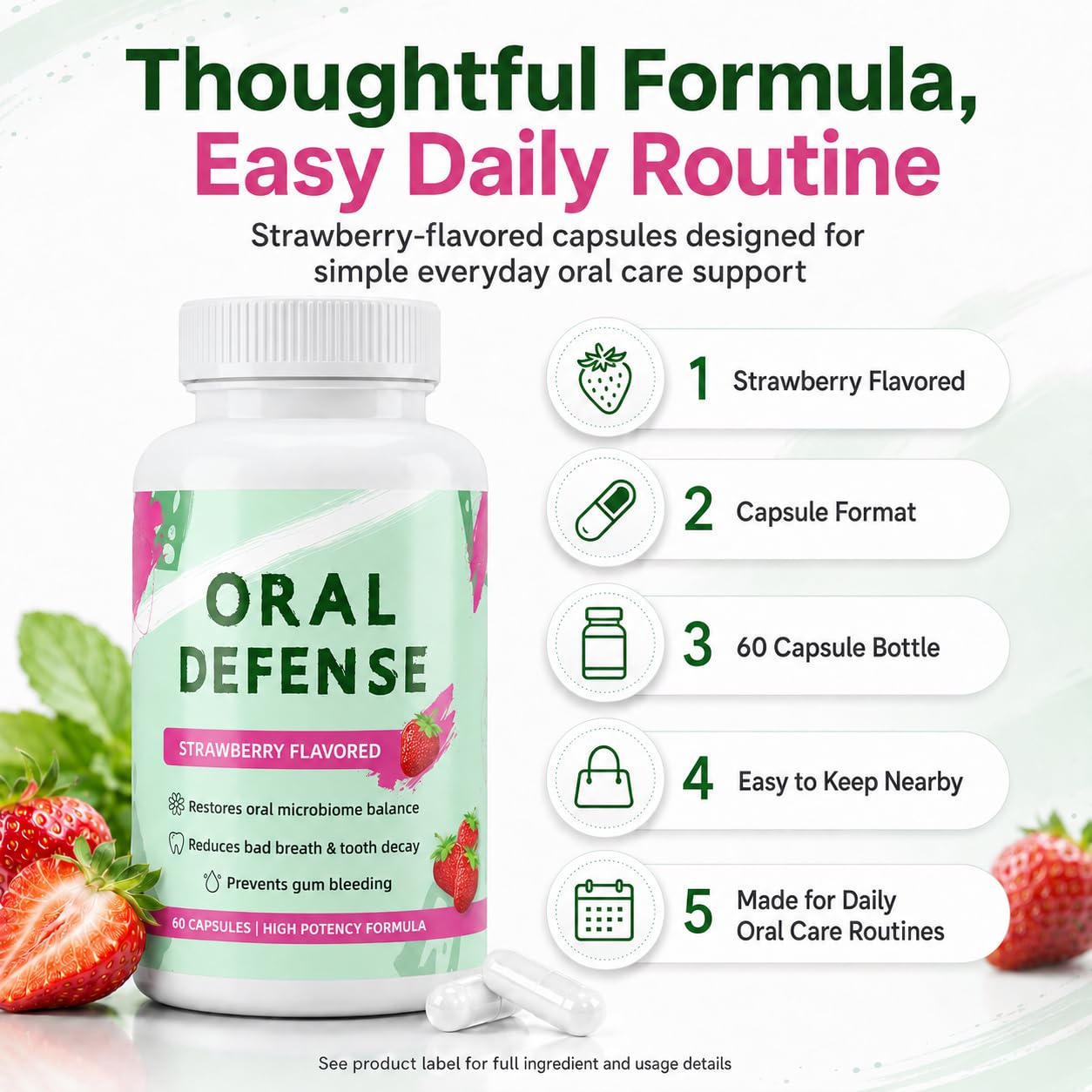 ZEROBREATH Oral Defence Probiotics Capsules side view with label