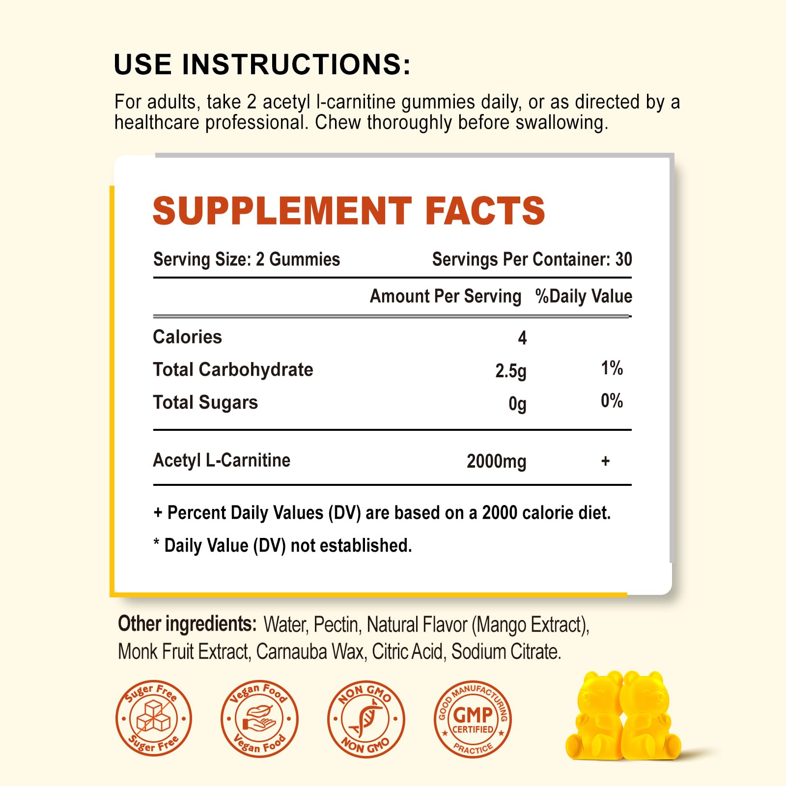 Zetelixia Acetyl-L-Carnitine Gummies bottle side view