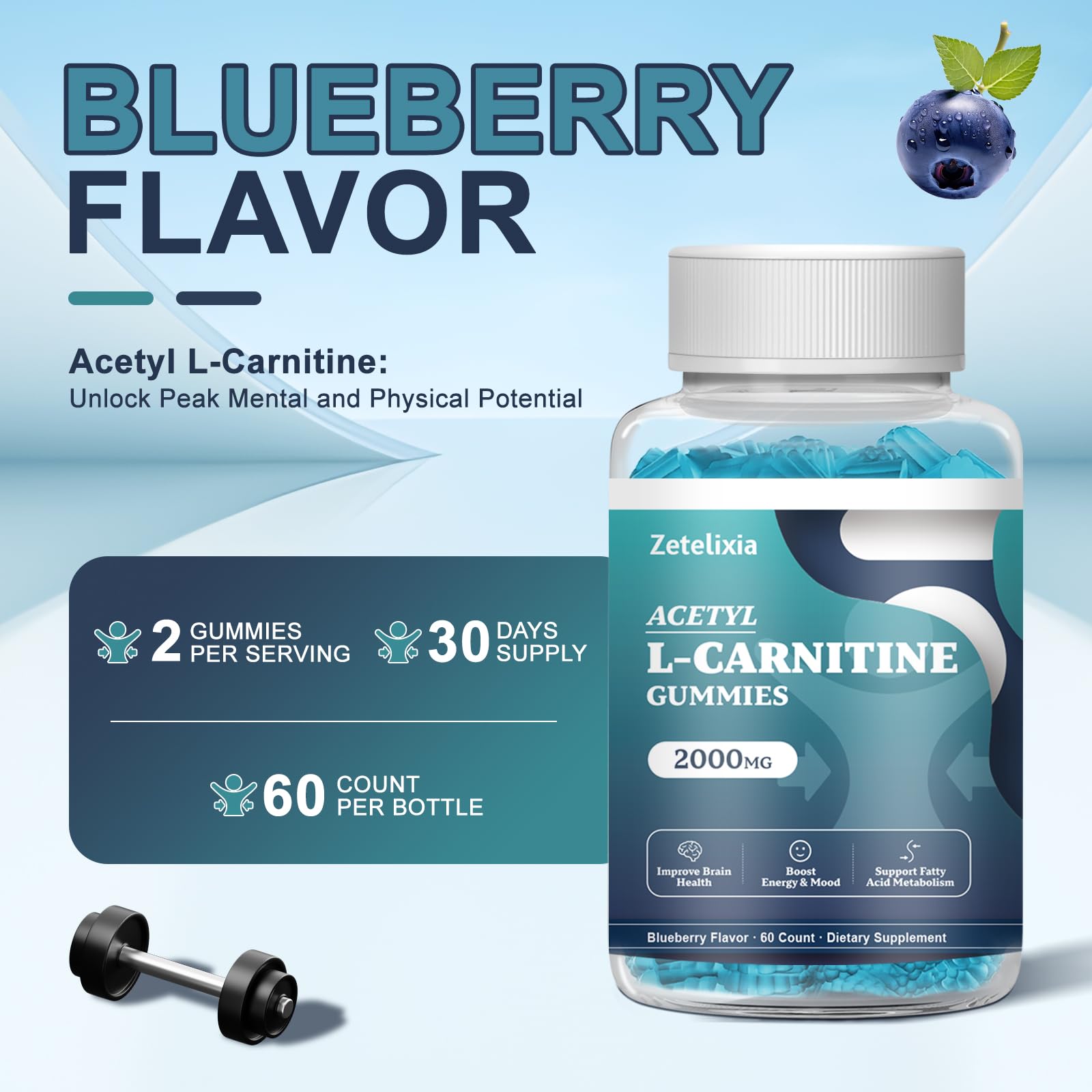 Zetelixia Acetyl L-Carnitine Gummies lifestyle scene with a person holding the bottle