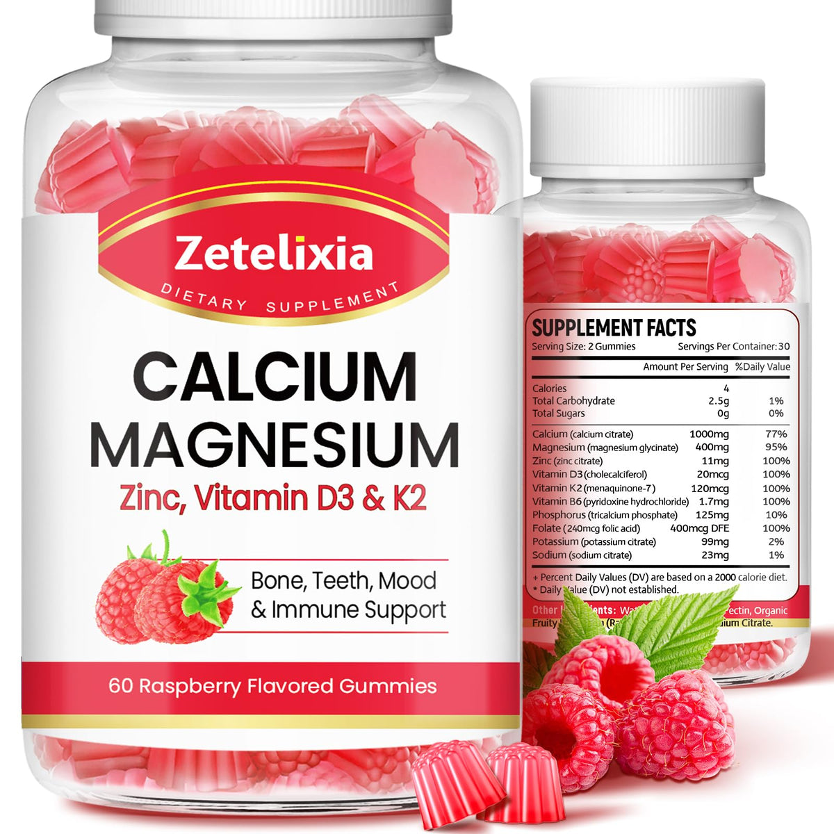 Zetelixia Calcium Magnesium Zinc Gummies 200g front view