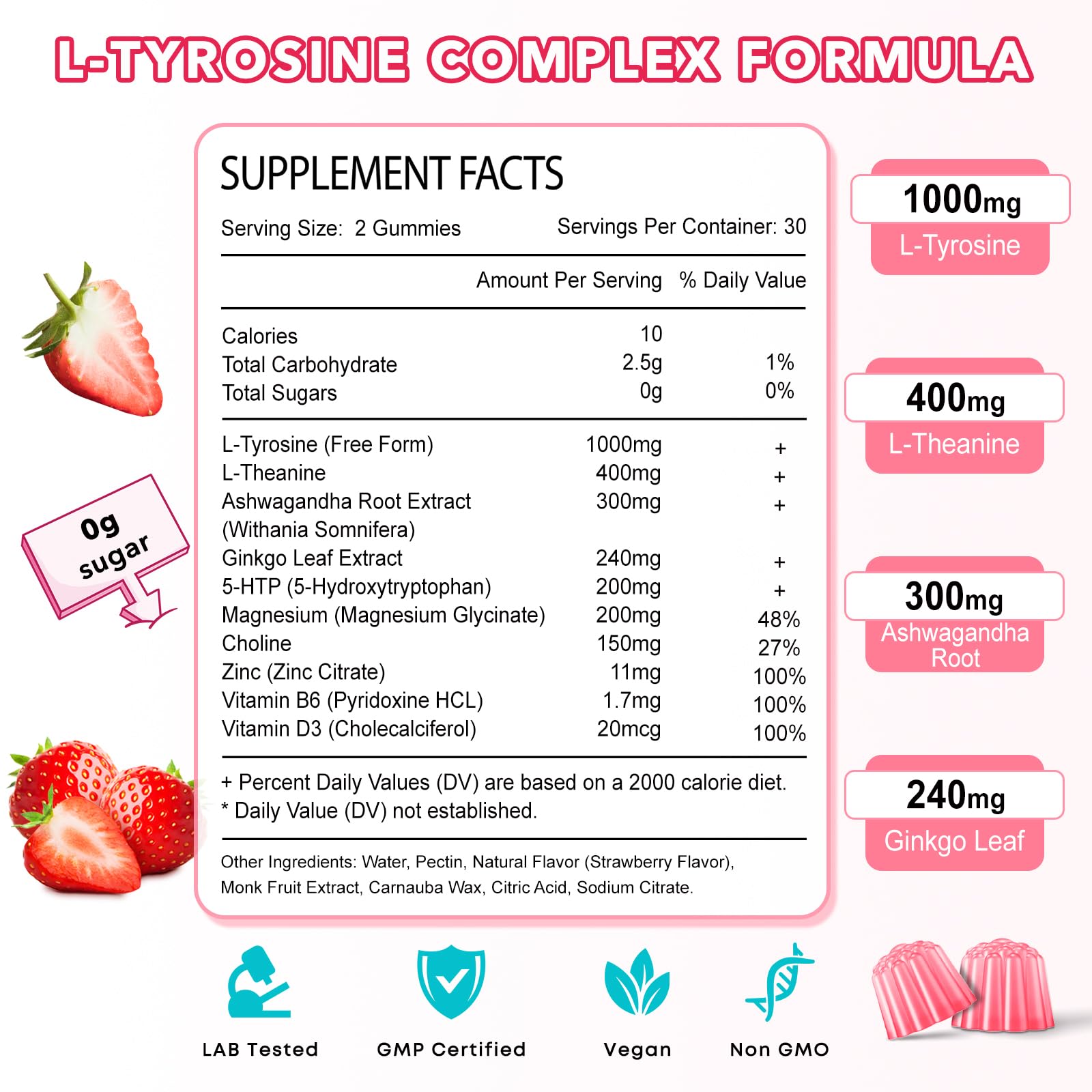 Zetelixia gummies with fresh strawberries