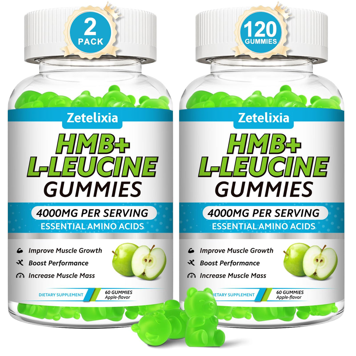 Zetelixia HMB and Leucine Gummies green apple flavour front view