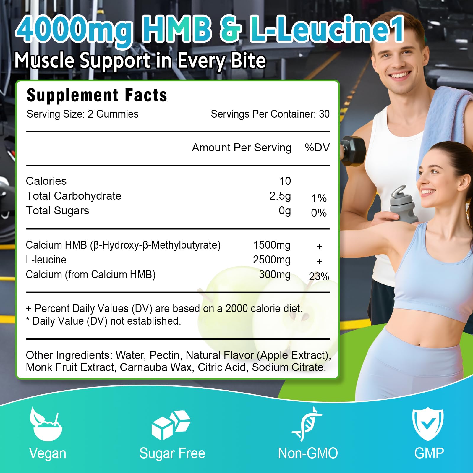 Zetelixia HMB and Leucine Gummies with fitness accessories