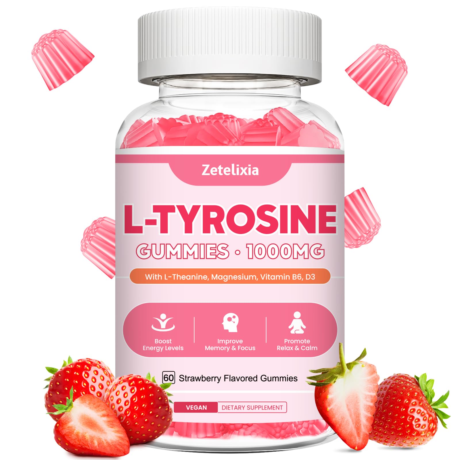 Zetelixia L-Tyrosine Gummies 10 in 1 Formula front view