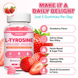 Zetelixia L-Tyrosine Gummies with fresh strawberries