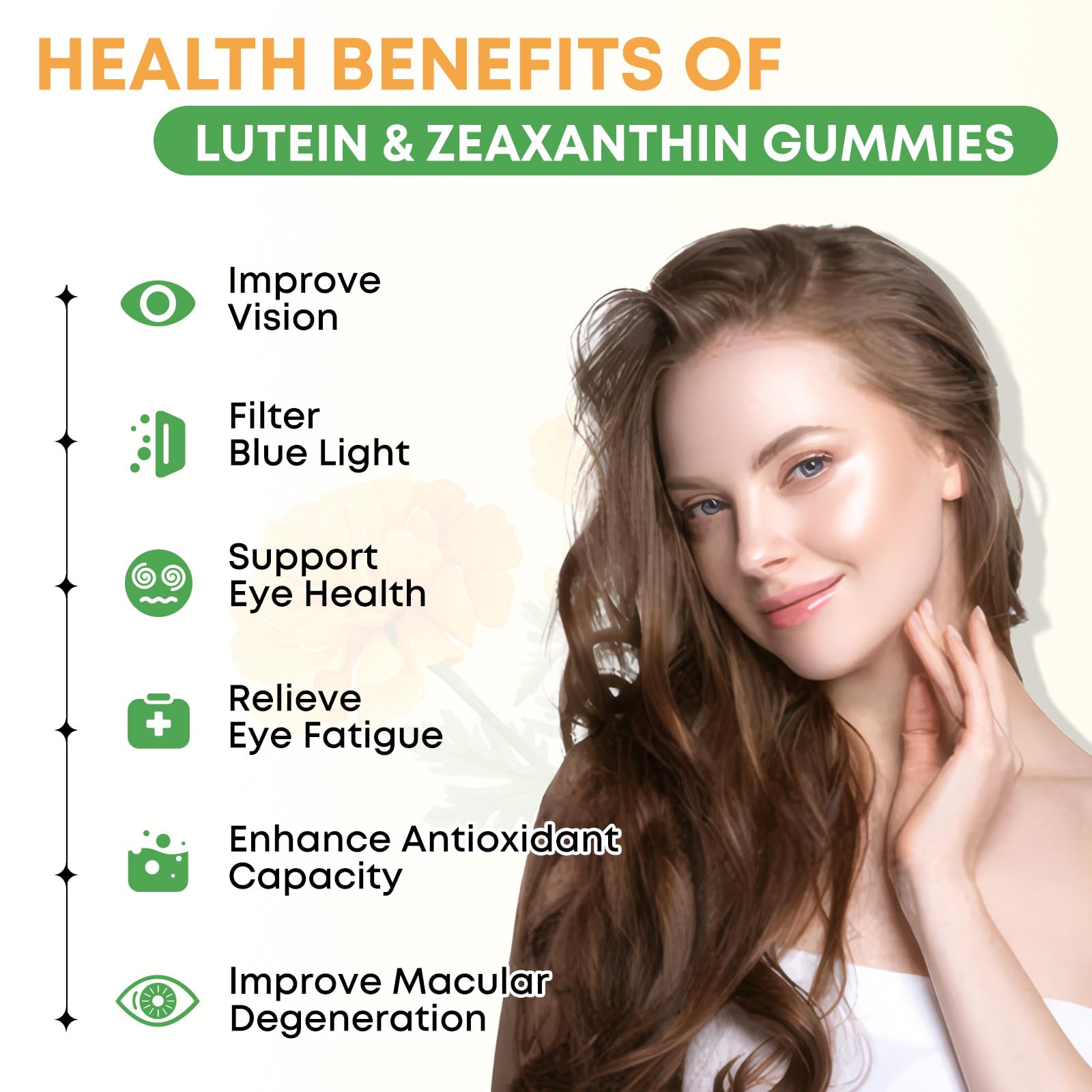 Zetelixia Lutein Gummies mango flavour gummies close-up